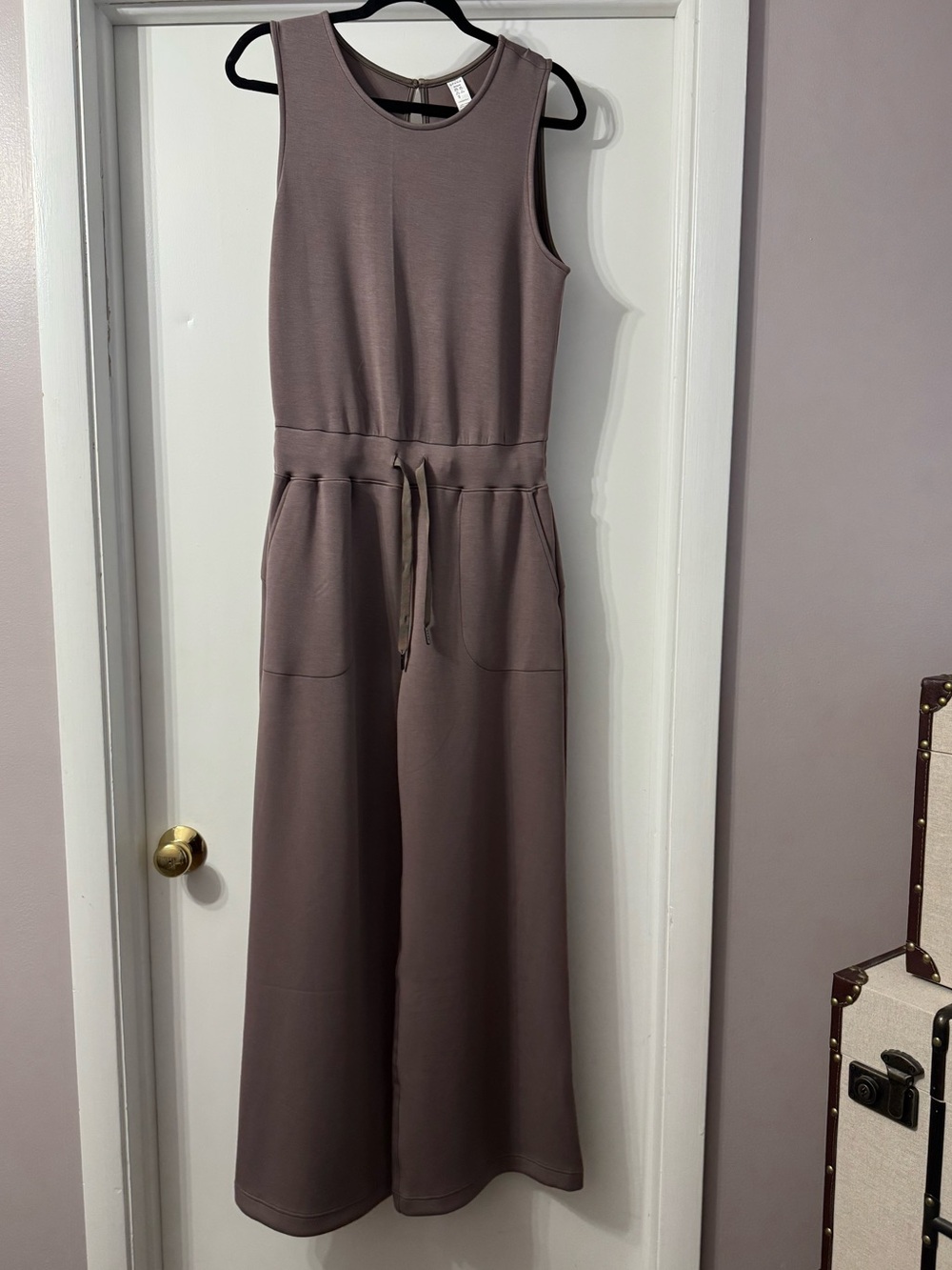 Spanx AirEssentials Drawstring Wide-Leg Jumpsuit in Mauve / Dark Taupe Colo